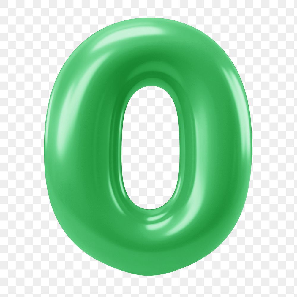 Letter O png 3D green balloon alphabet, transparent background