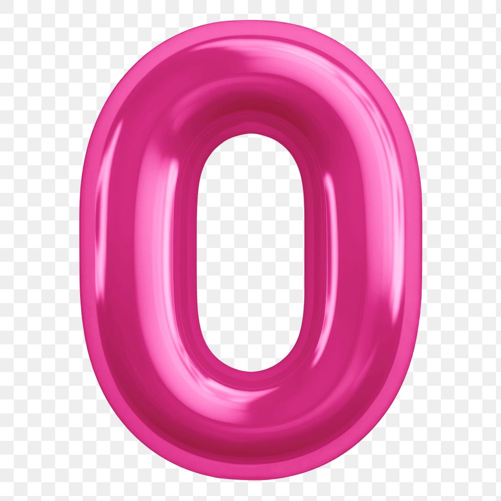 Letter O png 3D pink balloon alphabet, transparent background