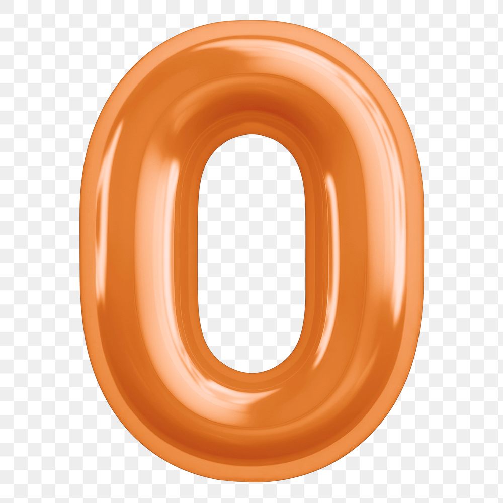 Letter O png 3D orange balloon alphabet, transparent background