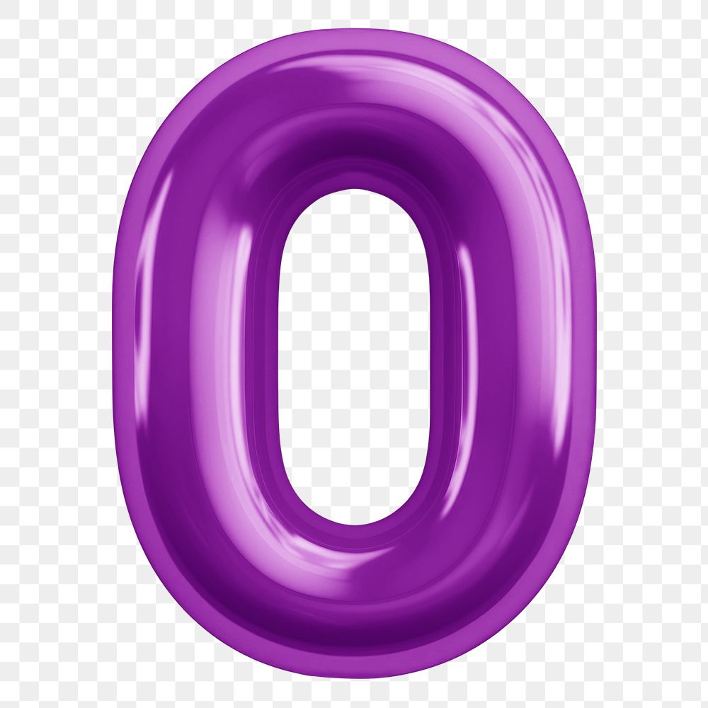 Letter O png 3D purple balloon alphabet, transparent background