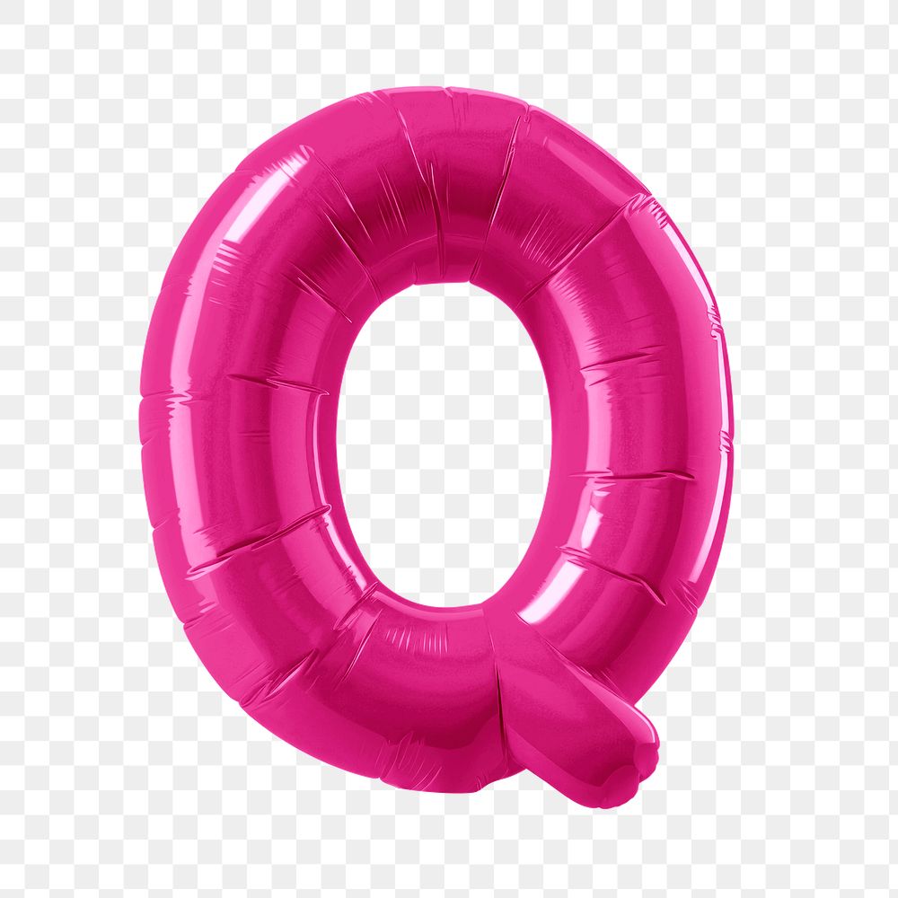 Letter Q png 3D pink balloon alphabet, transparent background