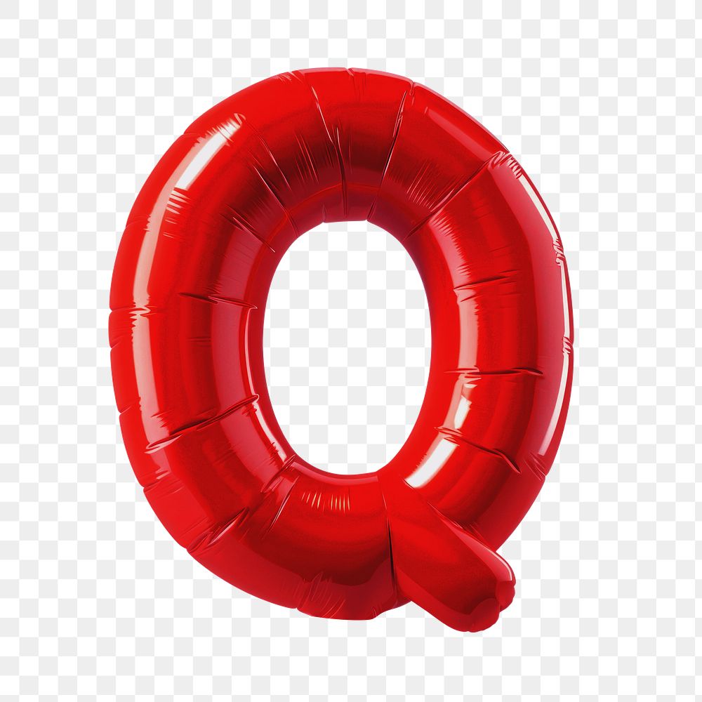 Letter Q png 3D red balloon alphabet, transparent background