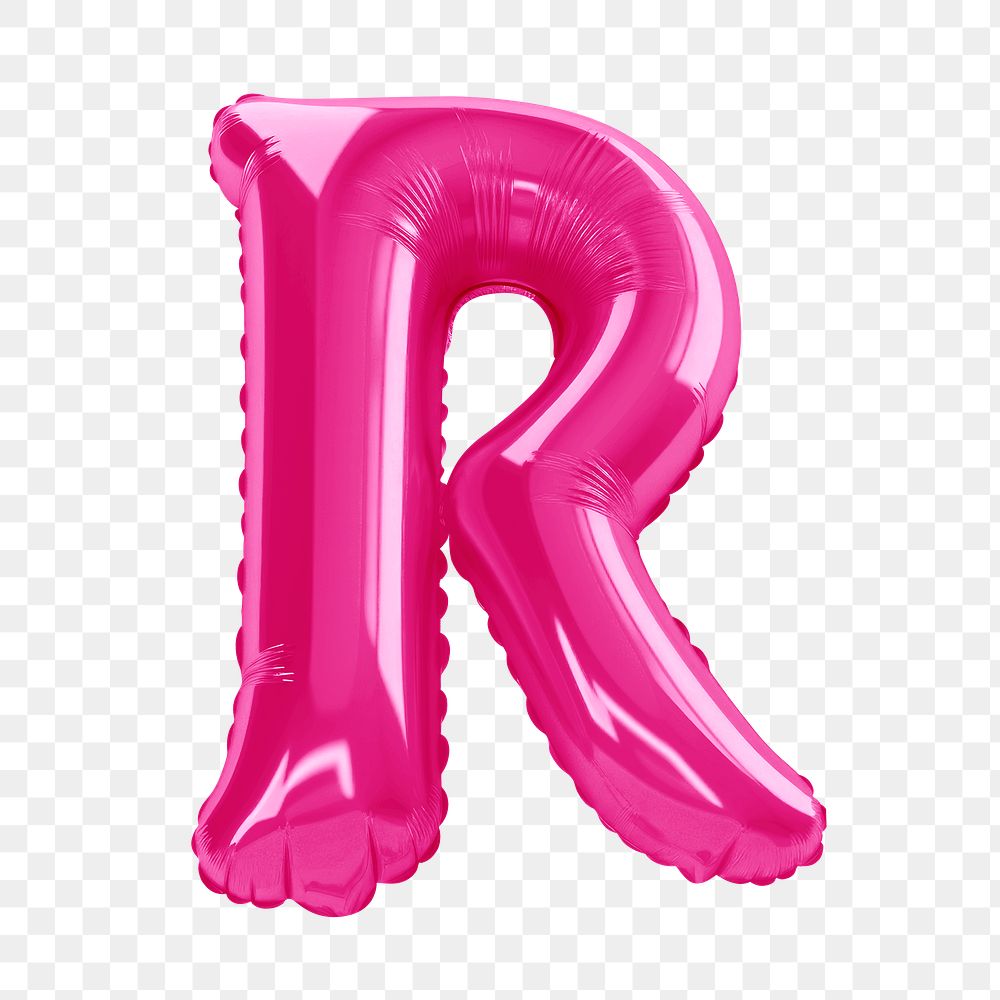 Letter R png 3D pink balloon alphabet, transparent background