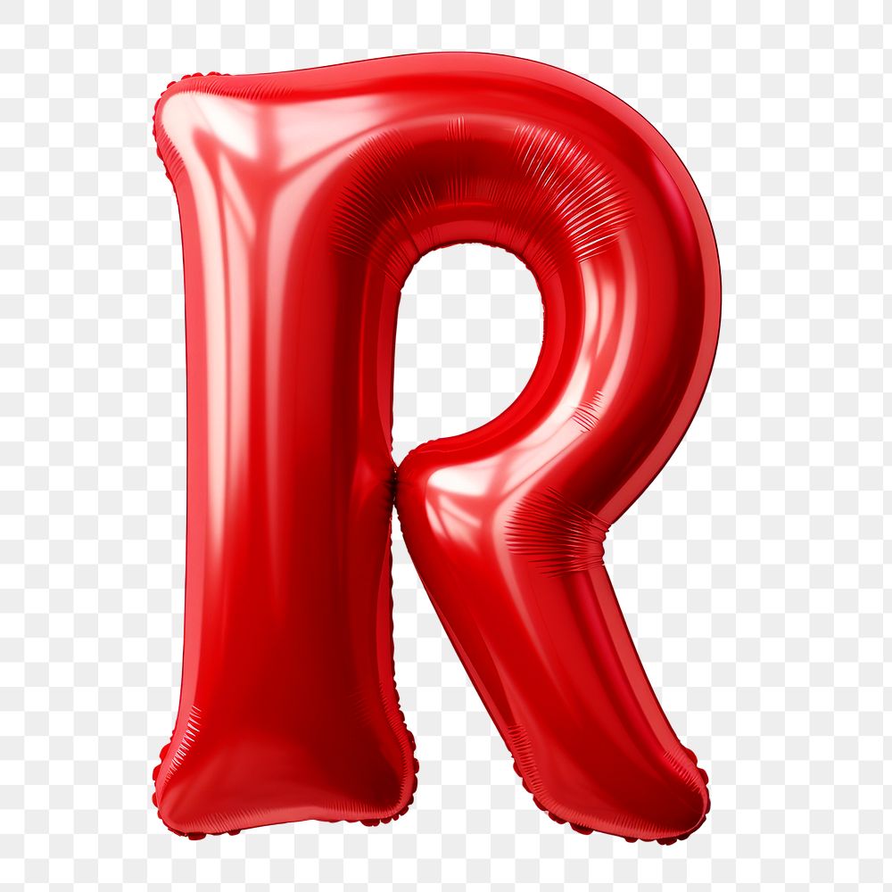 Letter R png 3D red balloon alphabet, transparent background