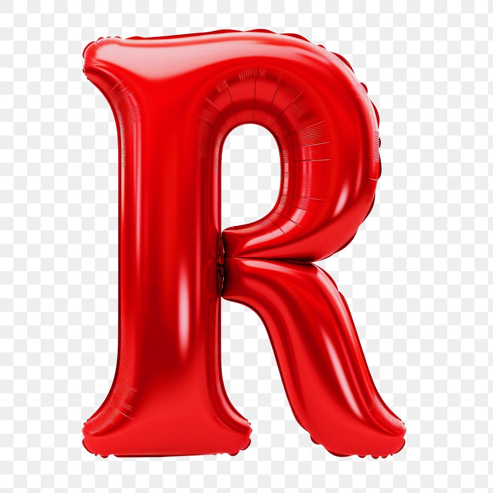 Letter R png 3D red balloon alphabet, transparent background