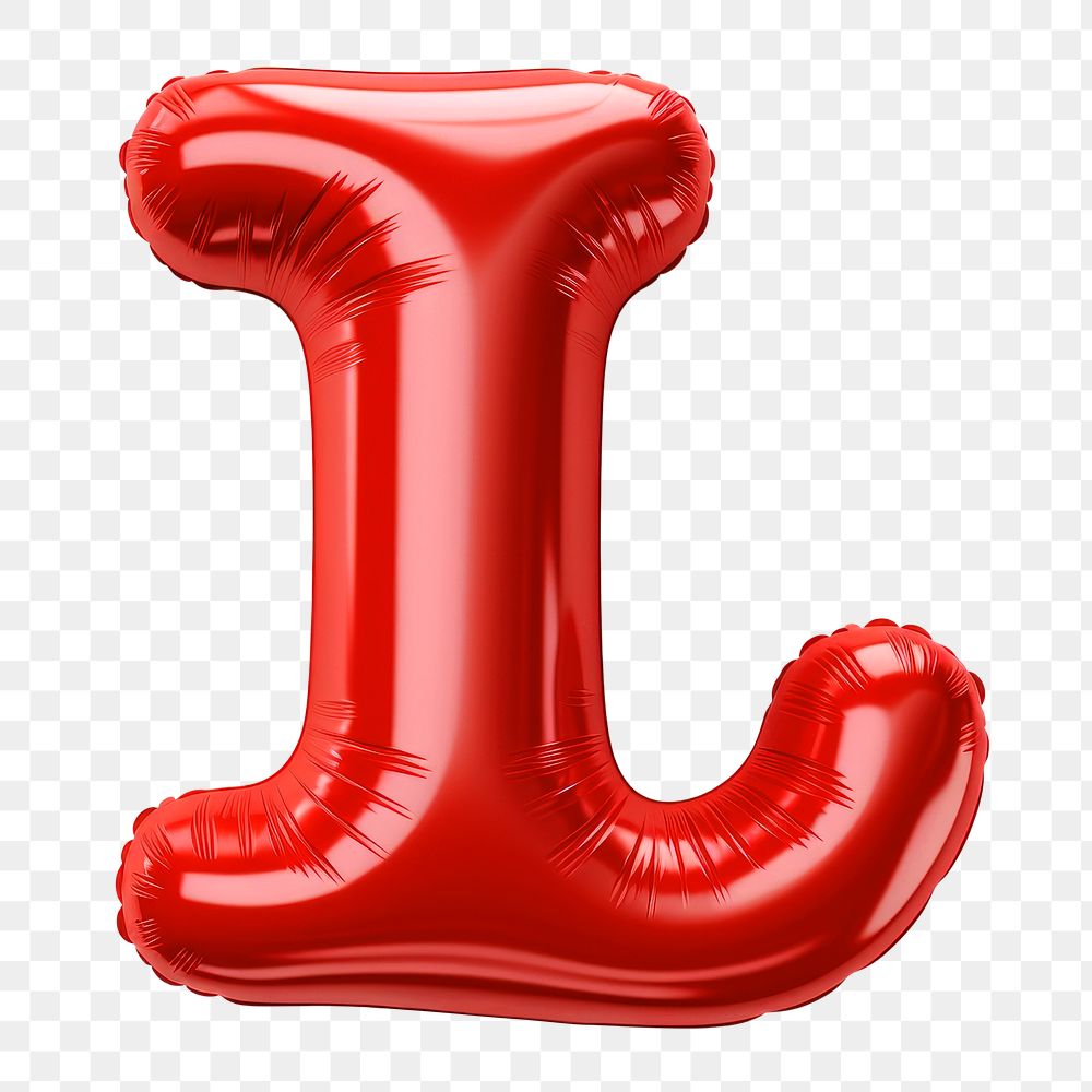 Letter L png 3D red balloon alphabet, transparent background