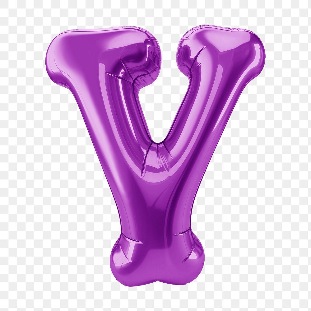 Letter Y png 3D purple balloon alphabet, transparent background