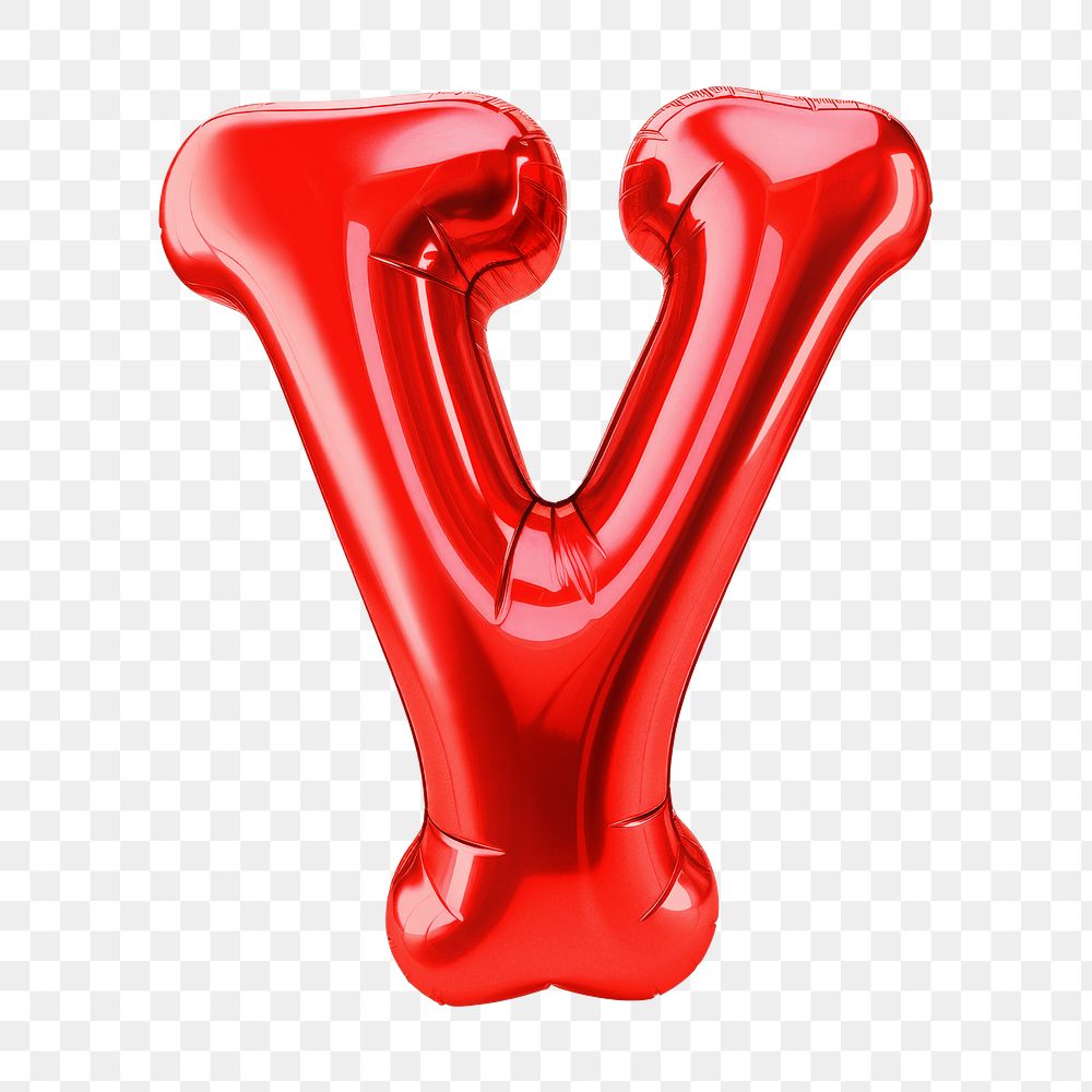 Letter Y png 3D red balloon alphabet, transparent background