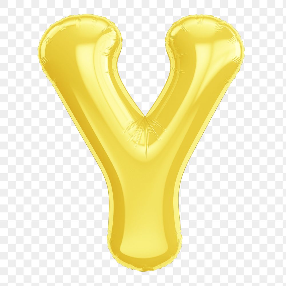 Letter Y png 3D yellow balloon alphabet, transparent background