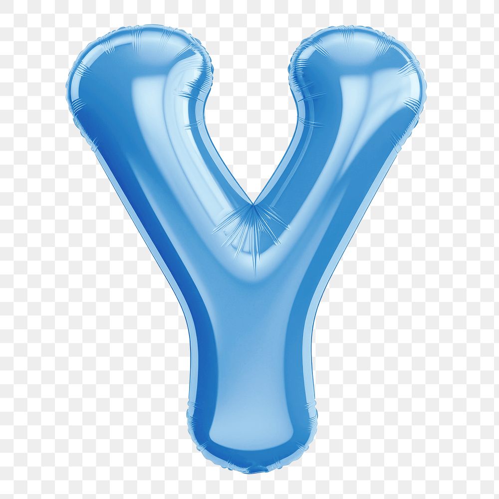 Letter Y png 3D blue balloon alphabet, transparent background