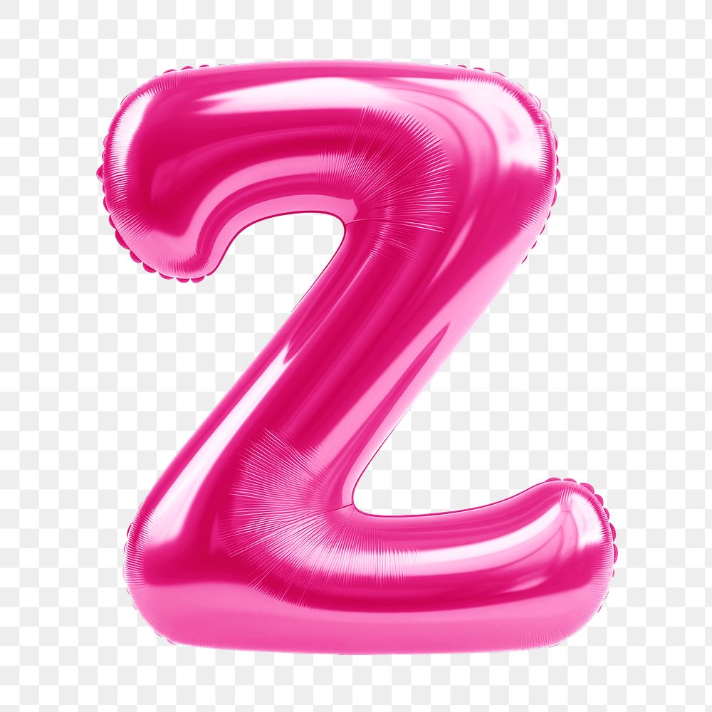 Letter Z png 3D pink balloon alphabet, transparent background