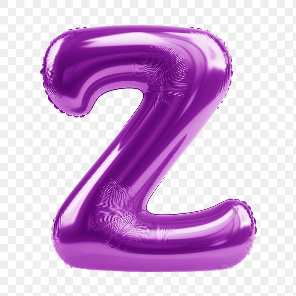 Letter Z png 3D purple balloon alphabet, transparent background