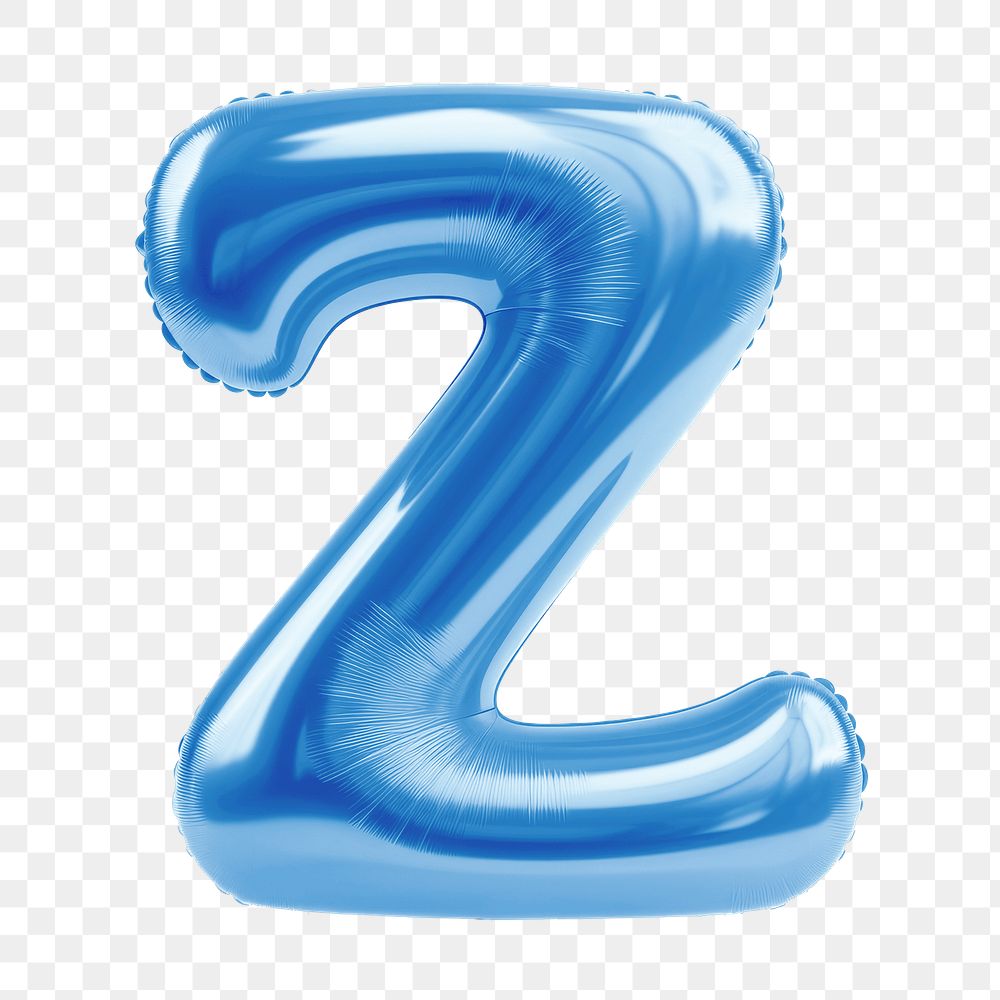 Letter Z png 3D blue balloon alphabet, transparent background