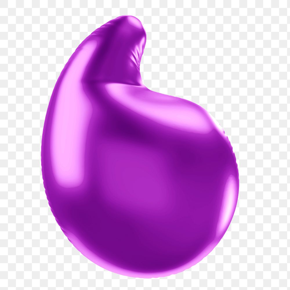 Apostrophe png 3D purple balloon symbol, transparent background