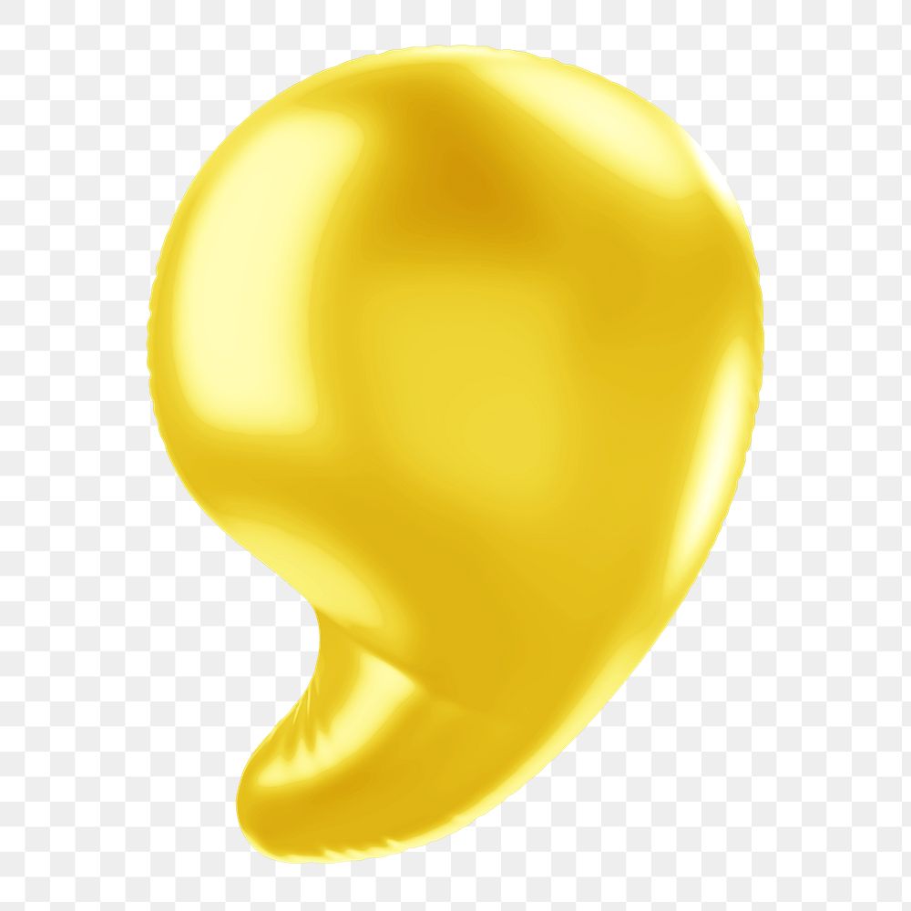 Apostrophe png 3D yellow balloon symbol, transparent background