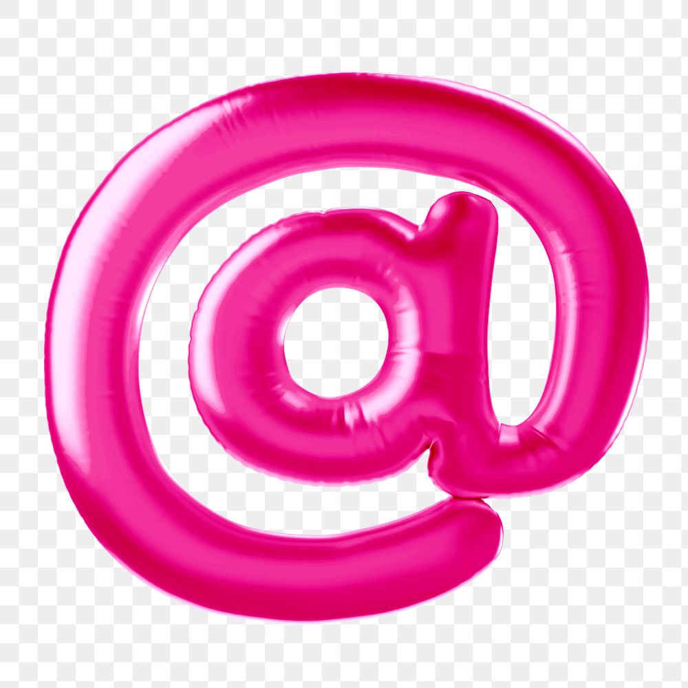 At the rate sign png 3D pink balloon symbol, transparent background