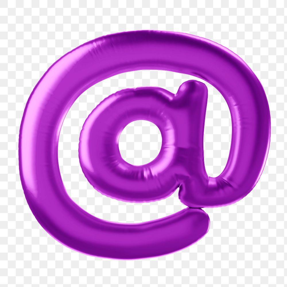 At the rate sign png 3D purple balloon symbol, transparent background