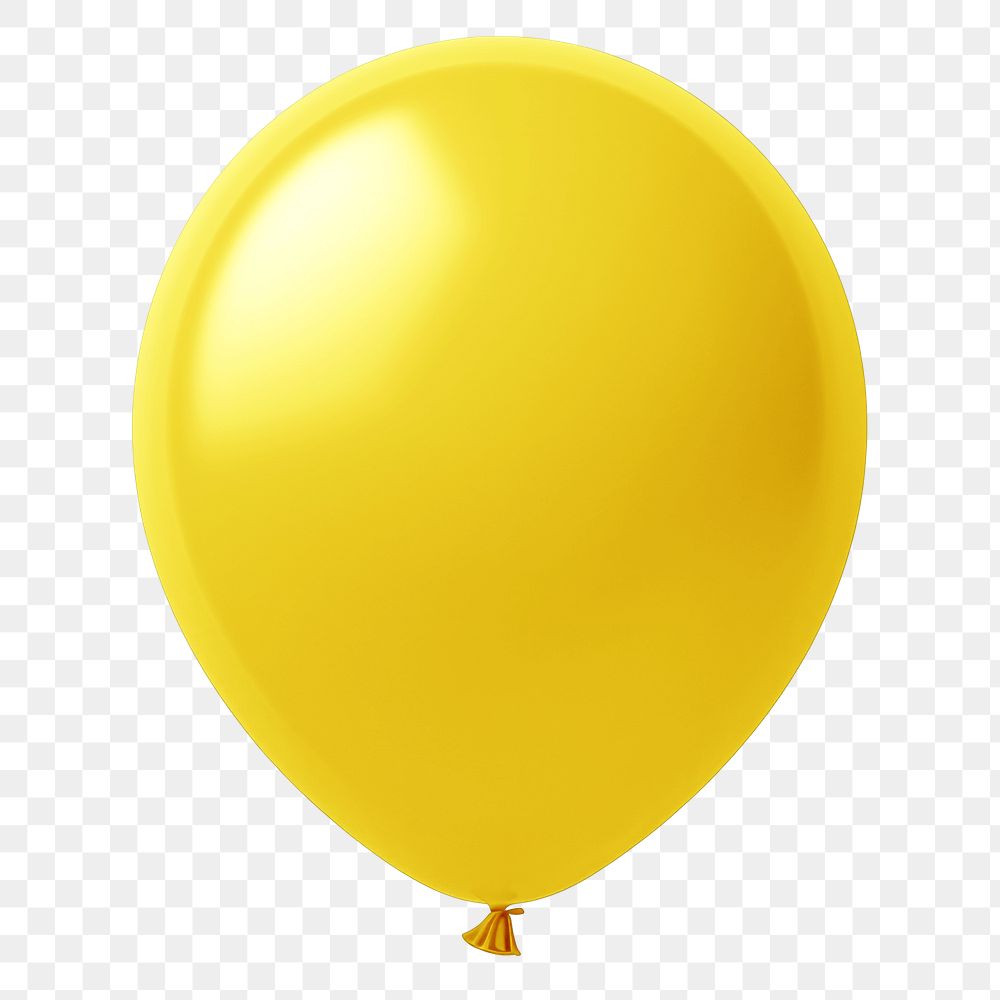 PNG 3D yellow balloon, transparent background