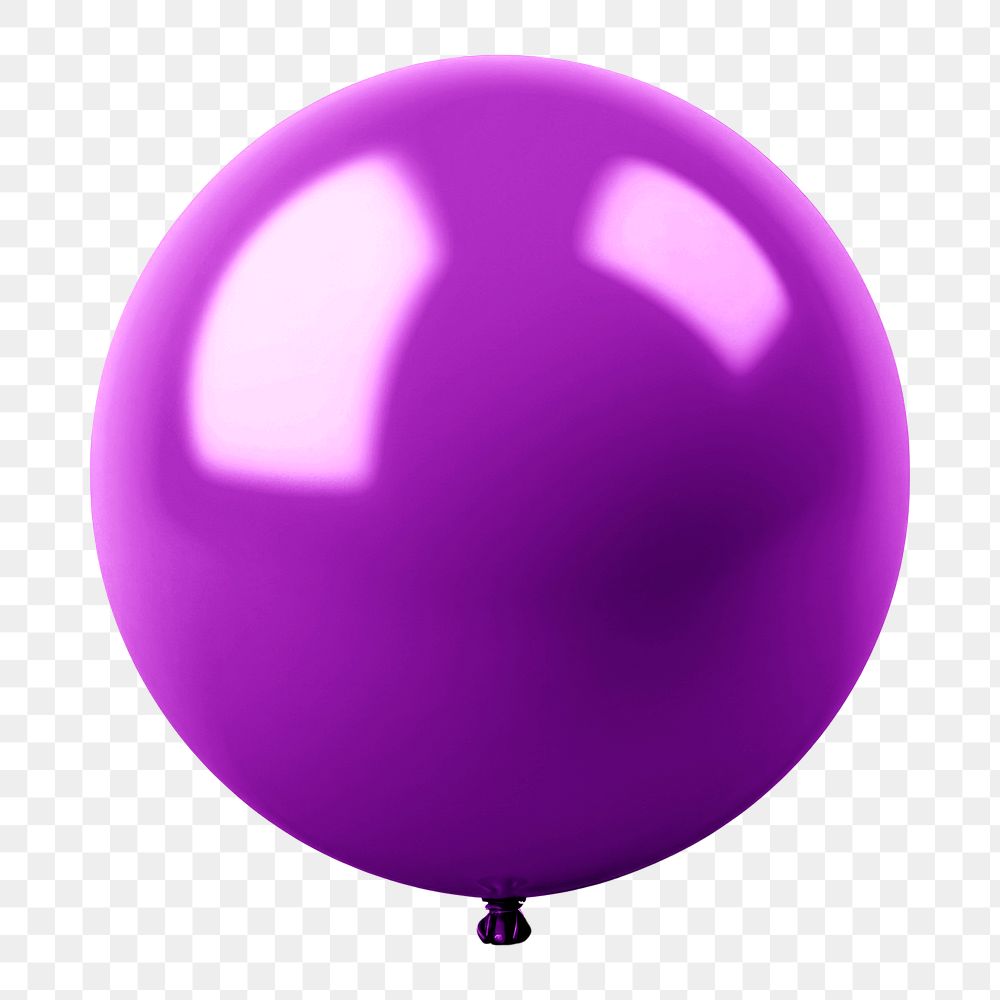 Full stop png 3D purple balloon symbol, transparent background