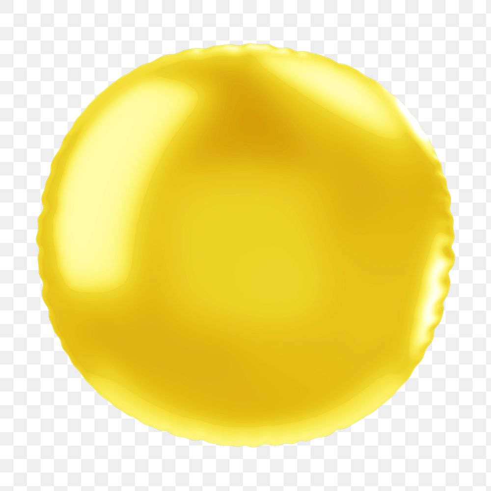 Full stop png 3D yellow balloon symbol, transparent background