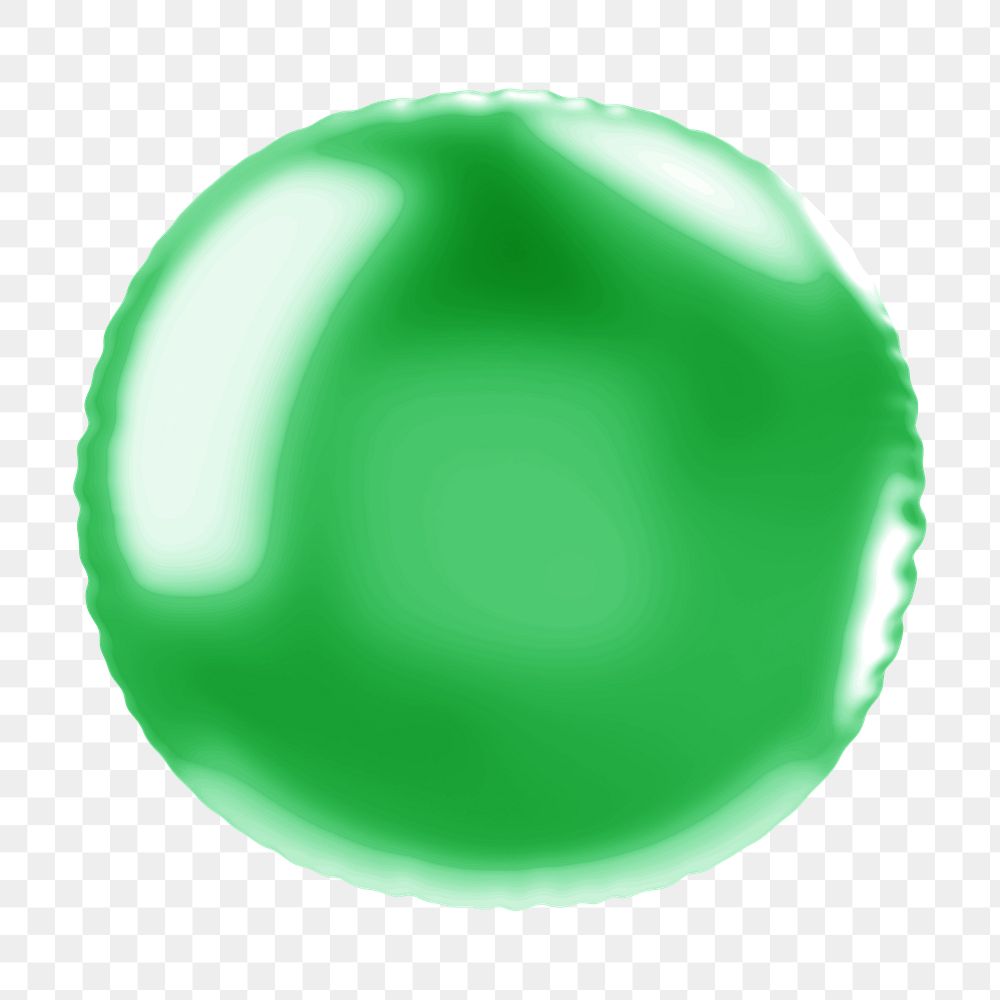 Full stop png 3D green balloon symbol, transparent background