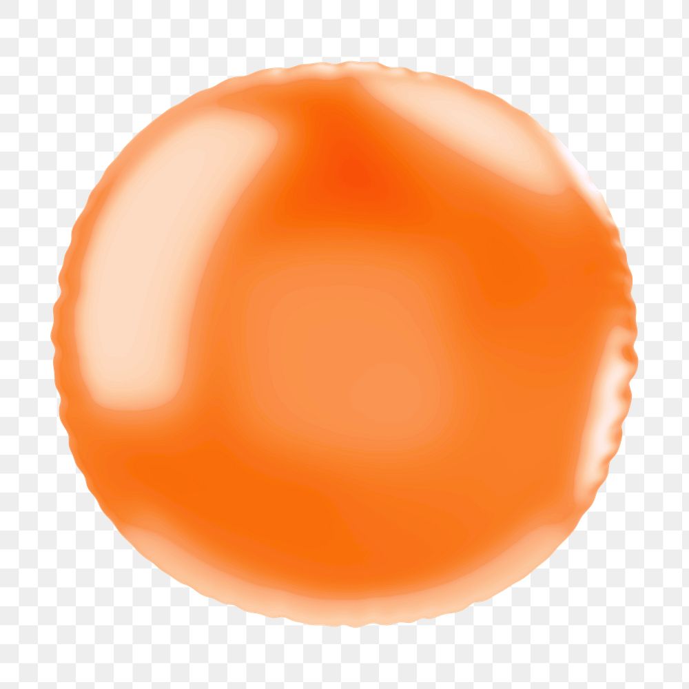 Full stop png 3D orange balloon symbol, transparent background