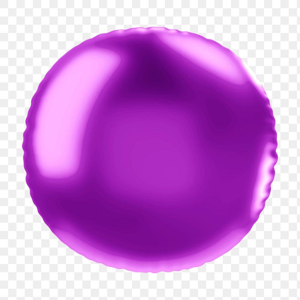 Full stop png 3D purple balloon symbol, transparent background