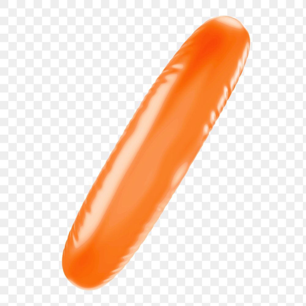 Slash png 3D orange balloon symbol, transparent background