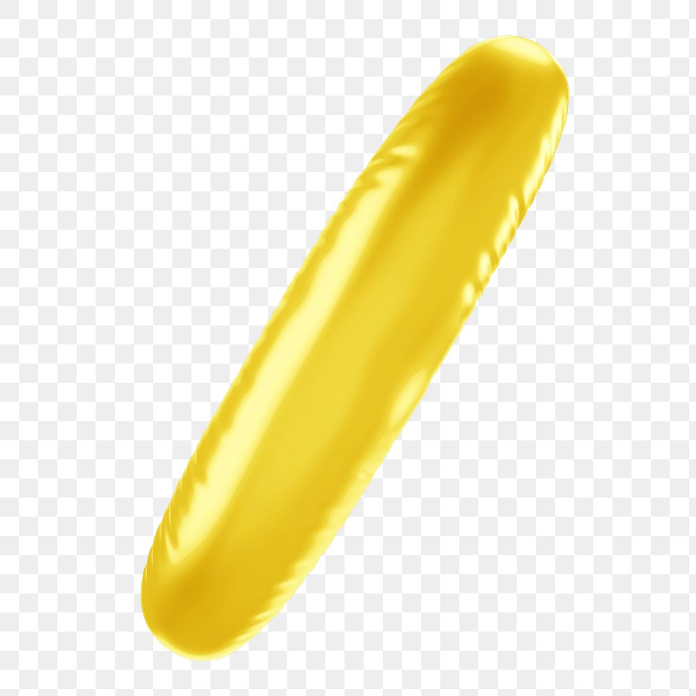Slash png 3D yellow balloon symbol, transparent background