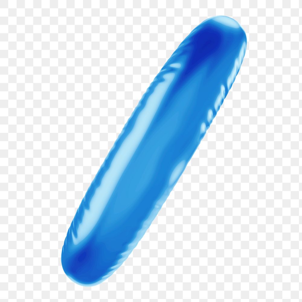 Slash png 3D blue balloon symbol, transparent background