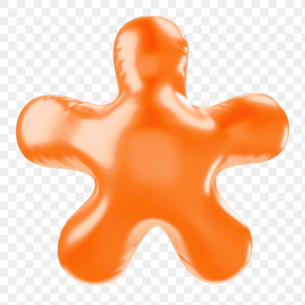 Asterisk png 3D orange balloon symbol, transparent background