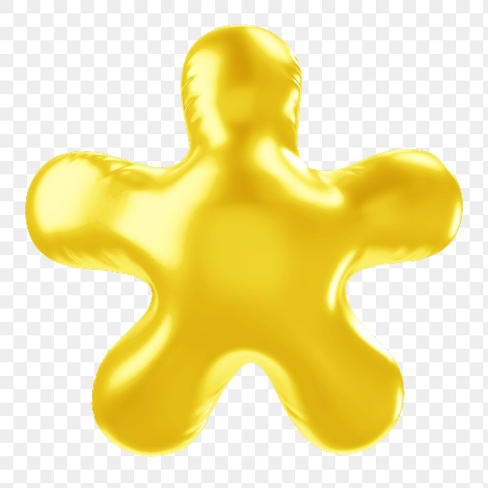 Asterisk png 3D yellow balloon symbol, transparent background