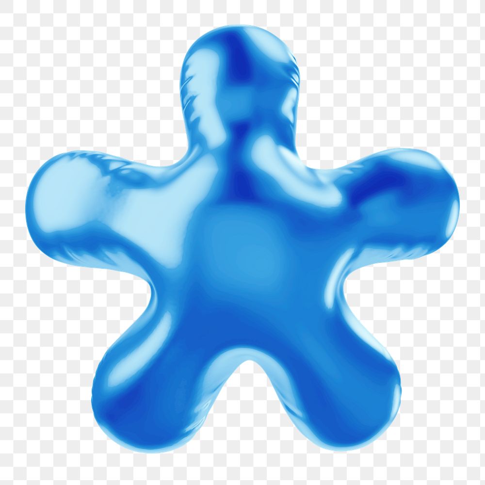 Asterisk png 3D blue balloon symbol, transparent background