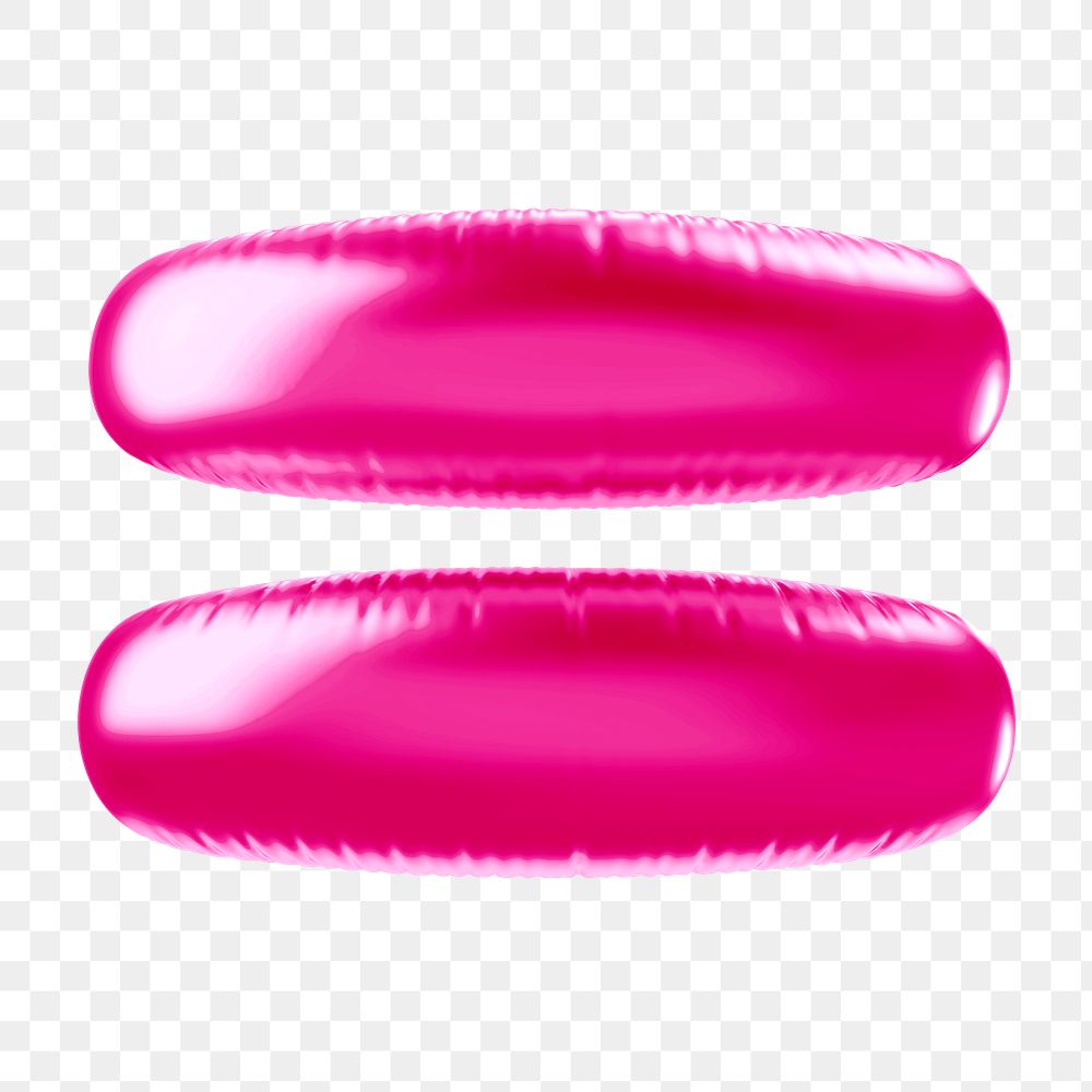 Equal to png 3D pink balloon symbol, transparent background