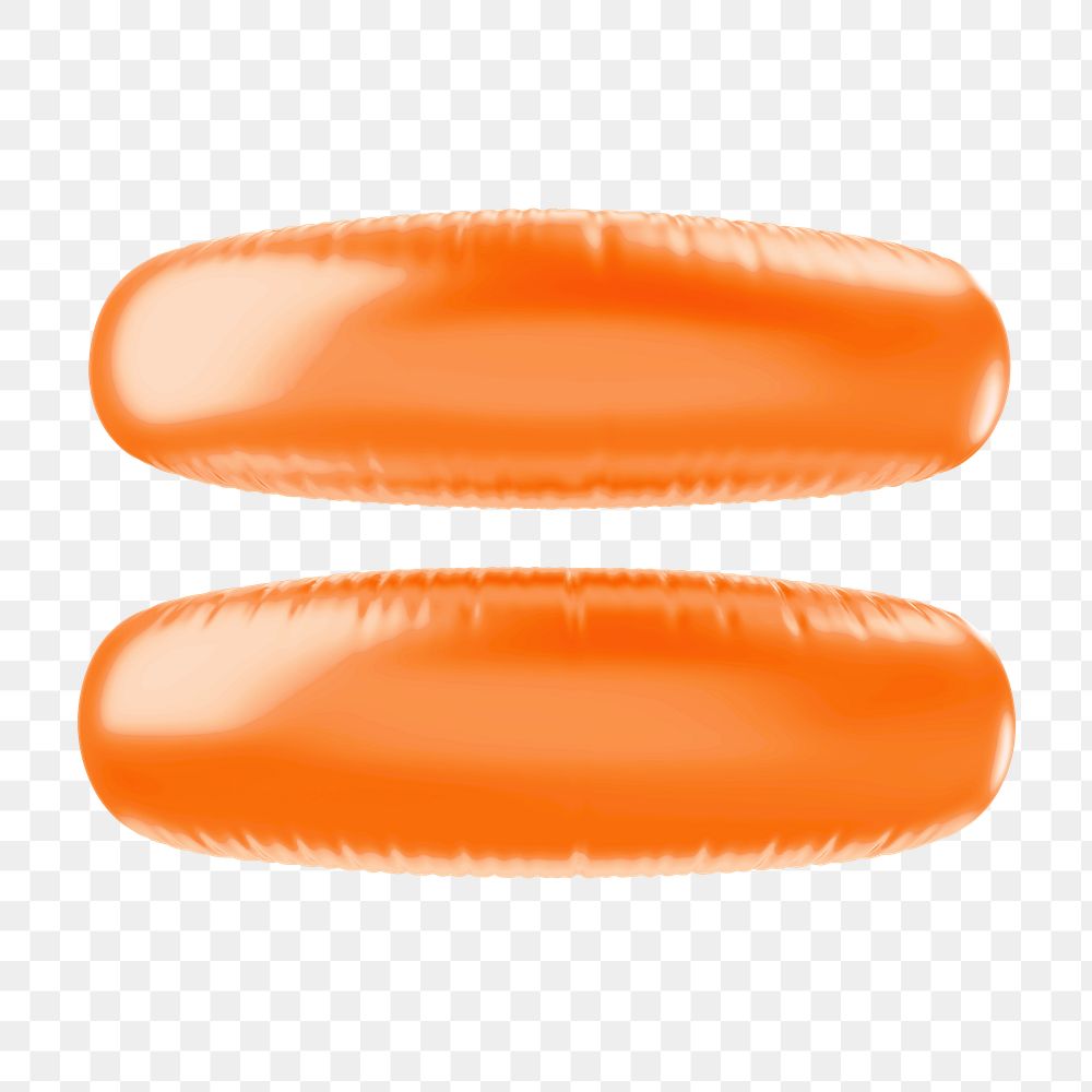 Equal to png 3D orange balloon symbol, transparent background