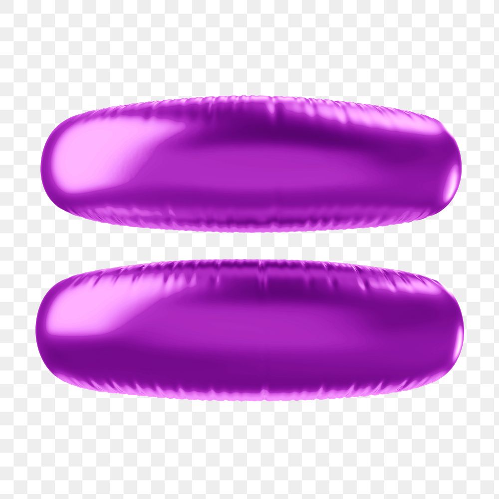 Equal to png 3D purple balloon symbol, transparent background