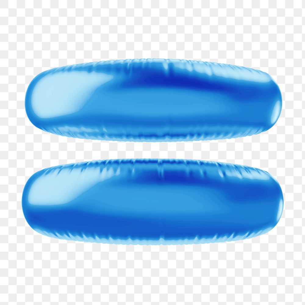 Equal to png 3D blue balloon symbol, transparent background