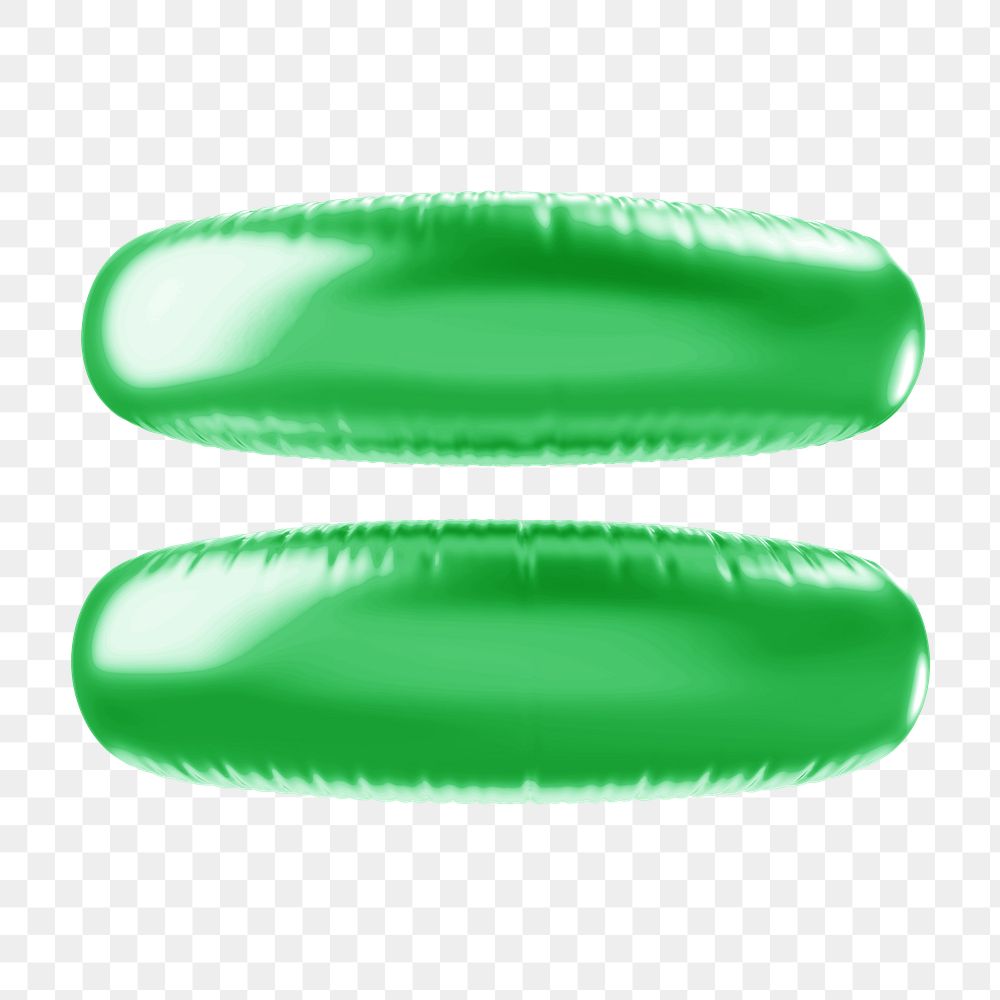 Equal to png 3D green balloon symbol, transparent background