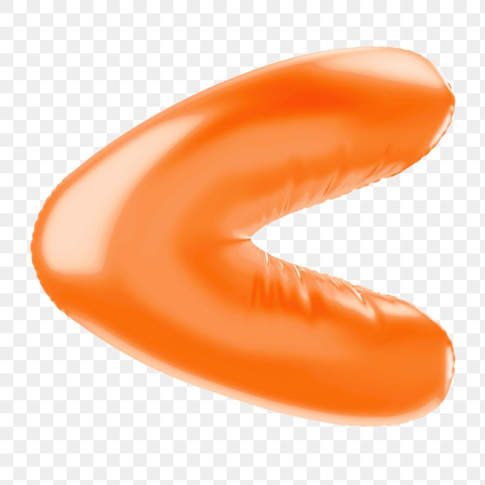 Less than png 3D orange balloon symbol, transparent background