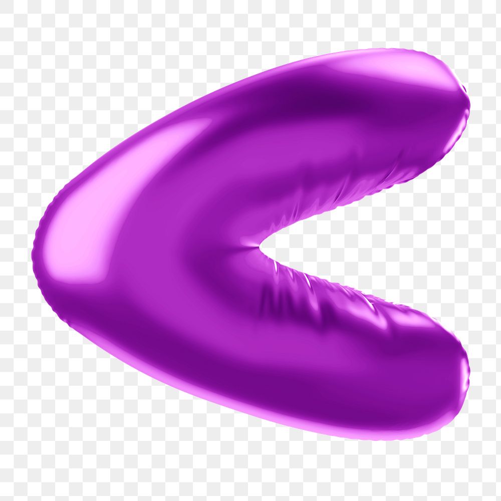 Less than png 3D purple balloon symbol, transparent background