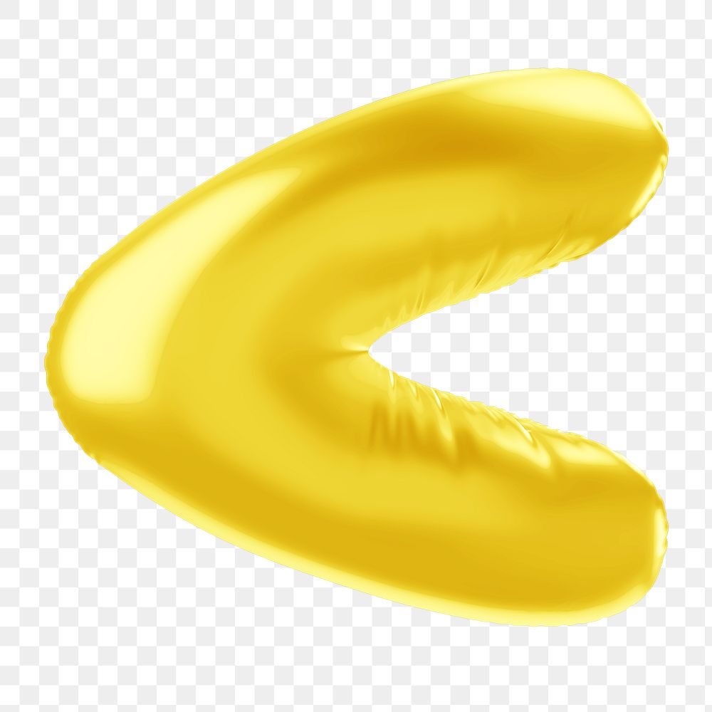 Less than png 3D yellow balloon symbol, transparent background