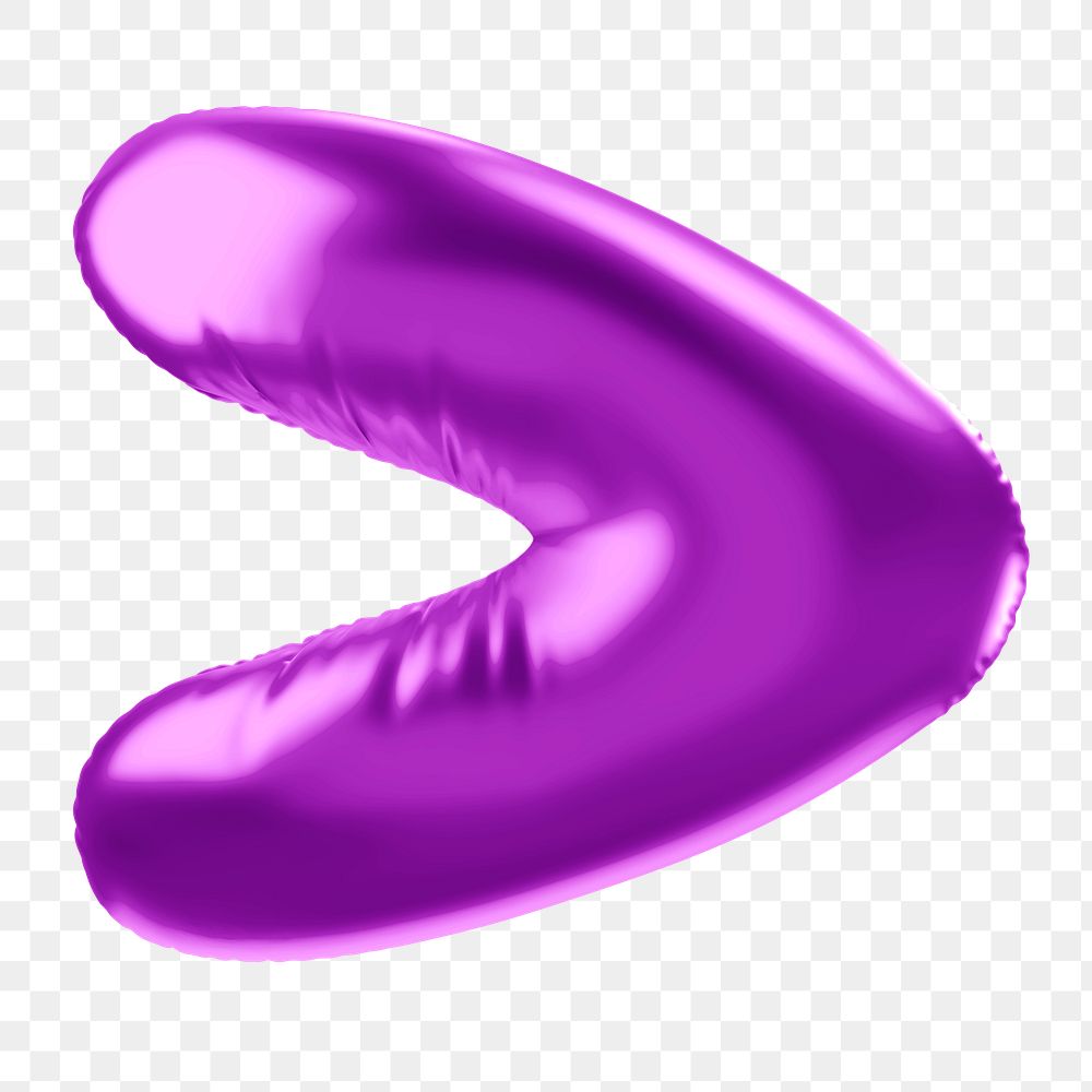 Greater than png 3D purple balloon symbol, transparent background
