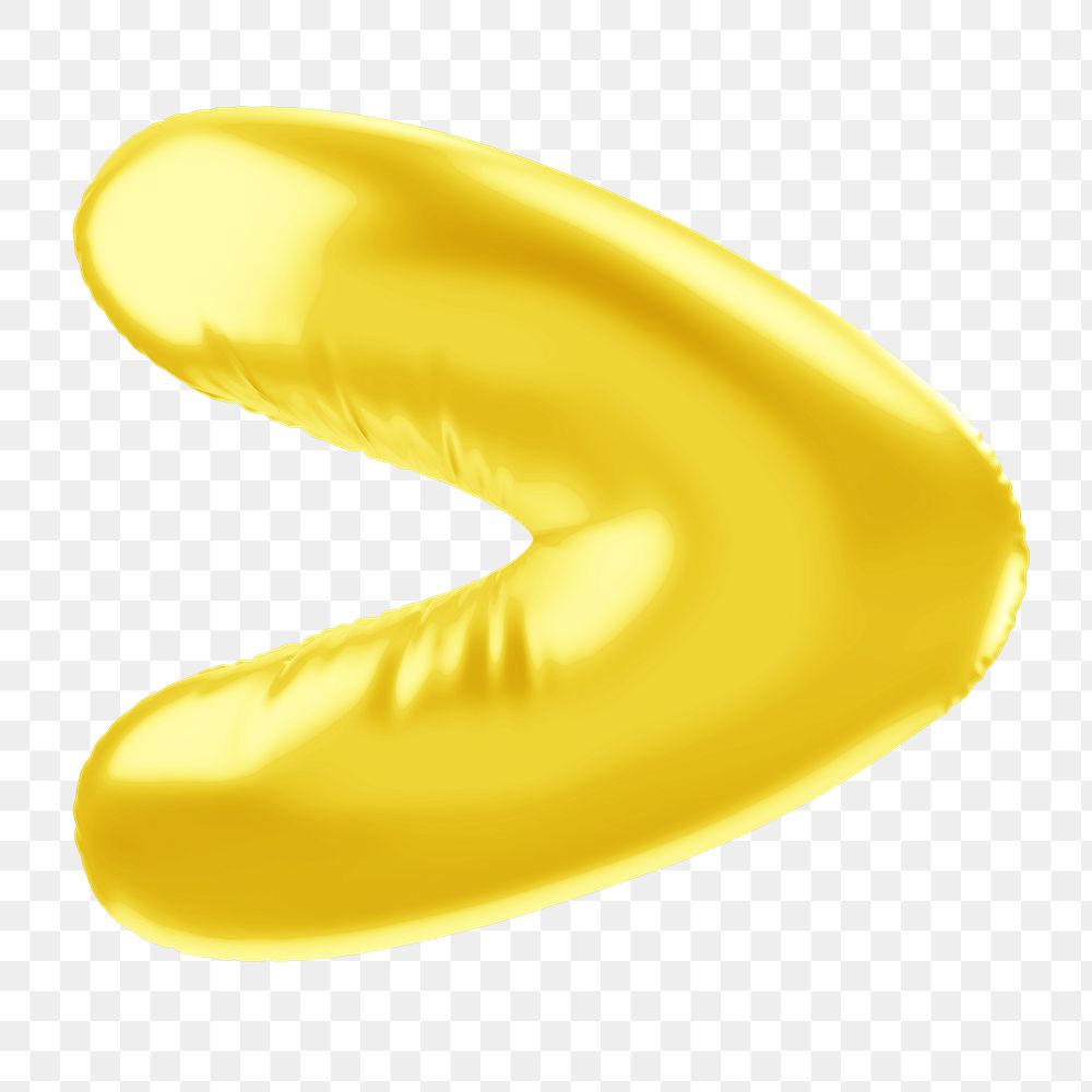 Greater than png 3D yellow balloon symbol, transparent background