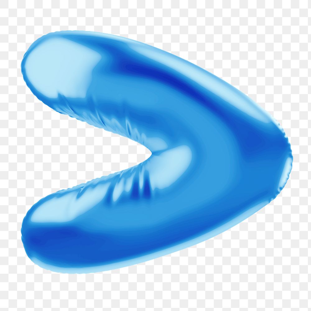 Greater than png 3D blue balloon symbol, transparent background