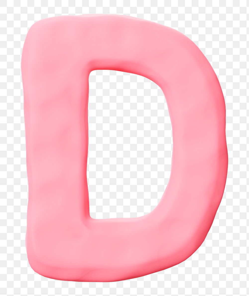 Letter D png pink clay alphabet, transparent background