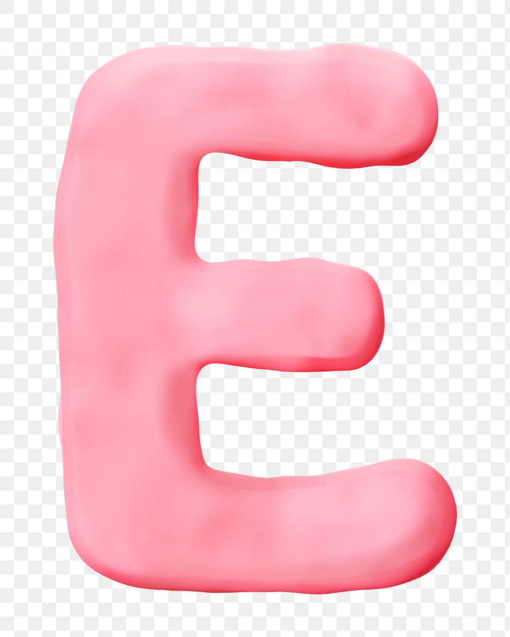 Letter E png pink clay alphabet, transparent background