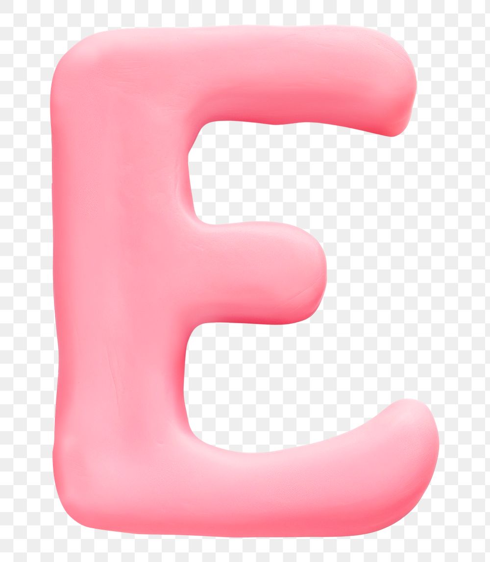 Letter E png pink clay alphabet, transparent background