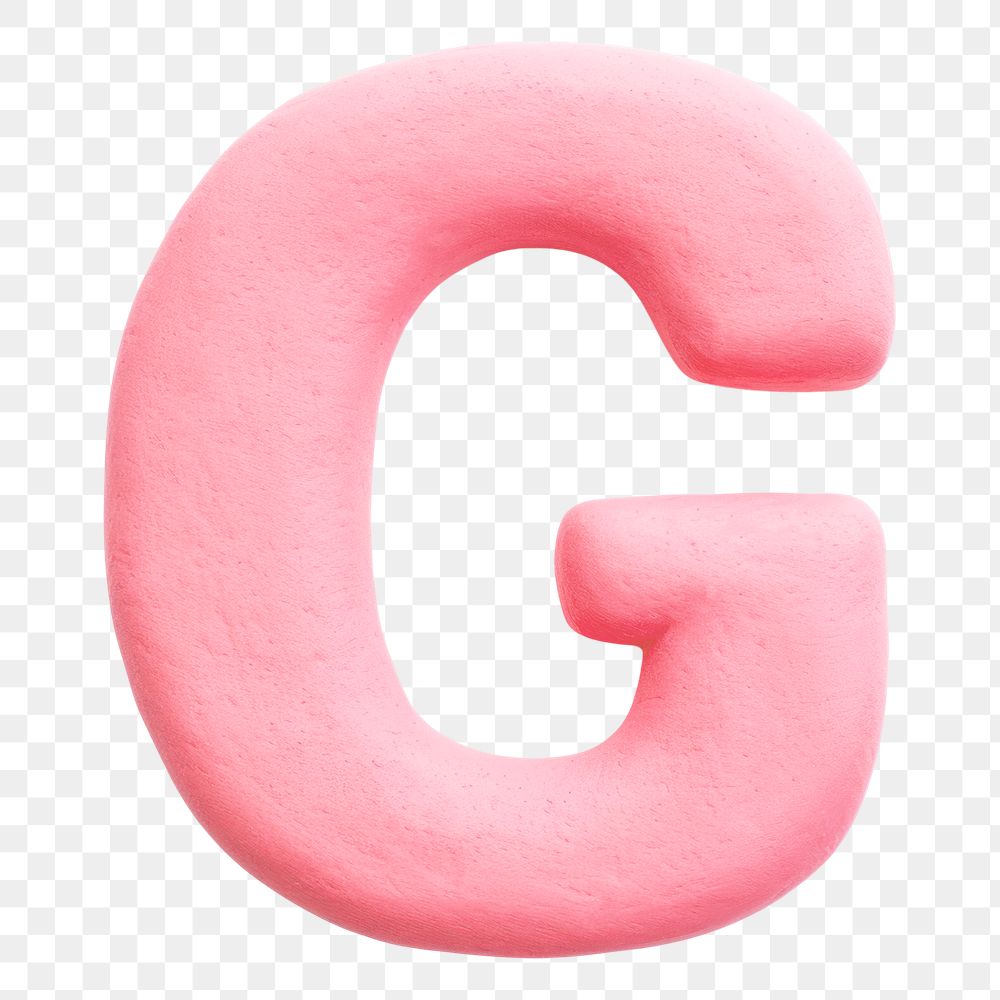 Letter G png pink clay alphabet, transparent background