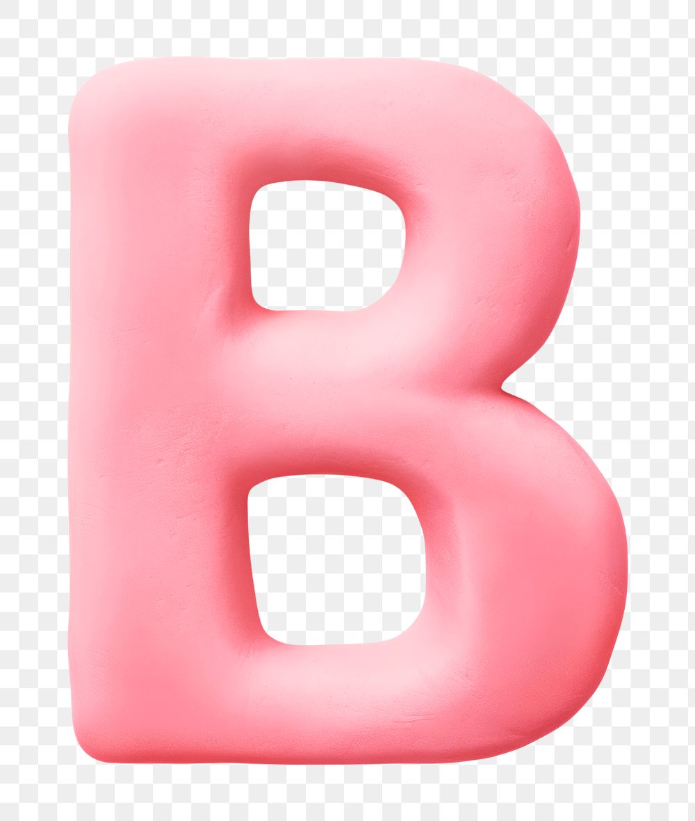 Letter B png pink clay alphabet, transparent background