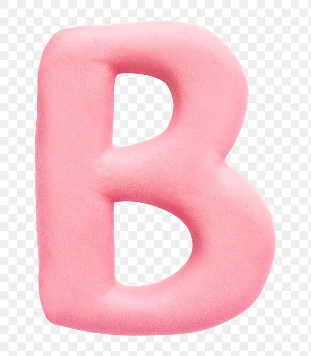 Letter B png pink clay alphabet, transparent background